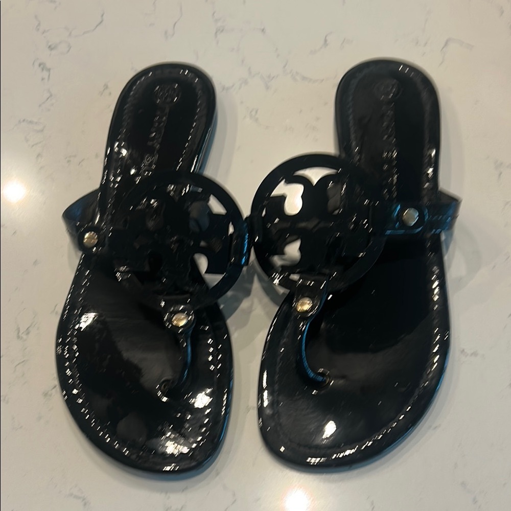 Black Sandals with Logo Detail